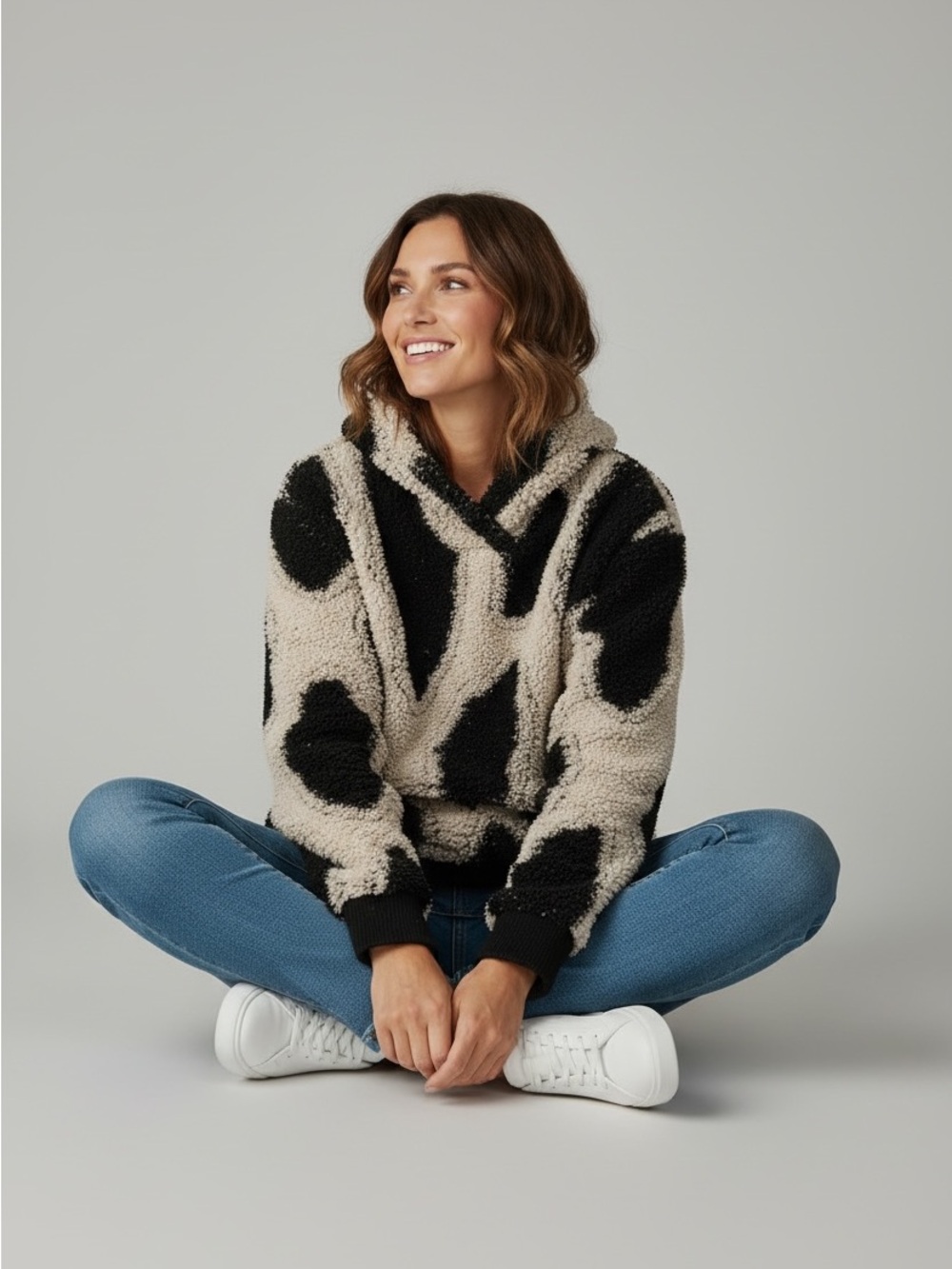 Sandy Liang x Target Cow Print Sherpa Fleece Hoodie - Size XS